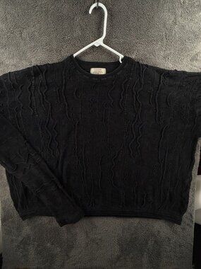 COOGI Australia 5XL Sweater Knit Intricate Black Cotton Pullover Crop Short